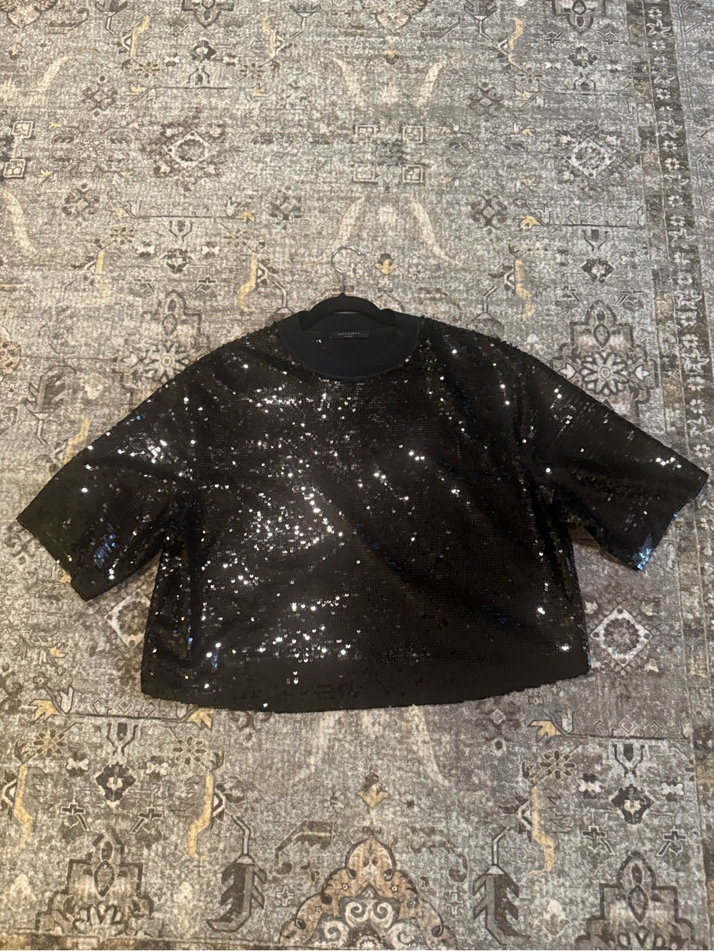 🖤 AllSaints Black Sequin Jeula Oversized Tshirt 🖤 - Picture 10 of 14